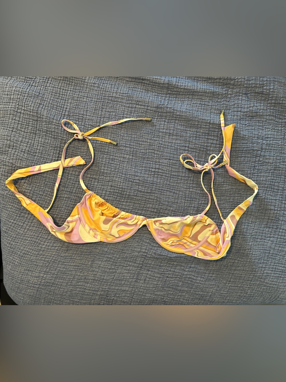 Monday Swimwear Yellow Pink Swirl Underwire Bikini Top